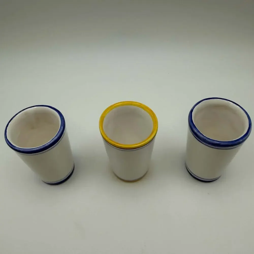 Vintage Ceramic Hand Painted Shot Glasses Liqueur Cups Set of 3 Fruit Motifs